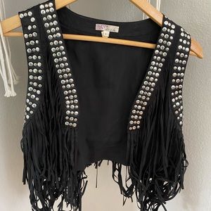 Studded Fringe Vest